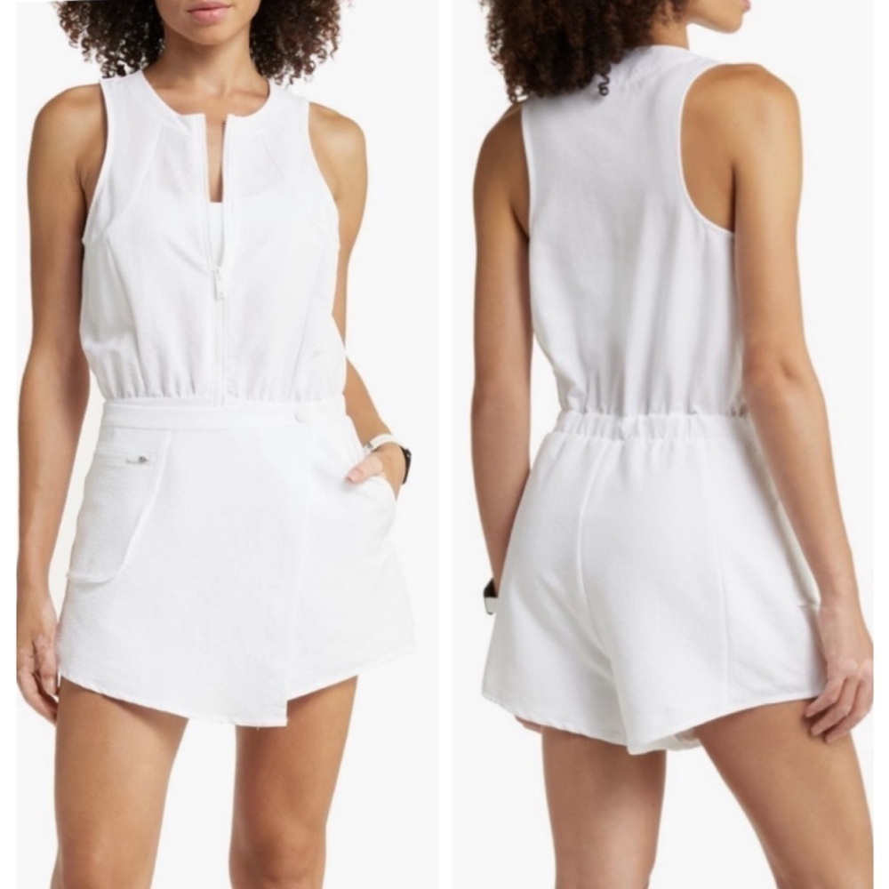 Zella Traverse White Sleeveless Skort Romper XS